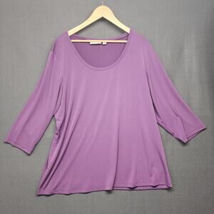 Susan Graver Top Womens 2X Purple Slinky Stretch Office